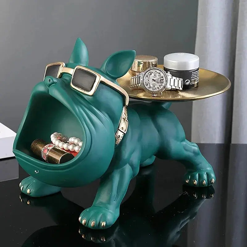 Escultura Decorativa e Porta Objetos com Bandeja Bulldog Big Mouth | Henry