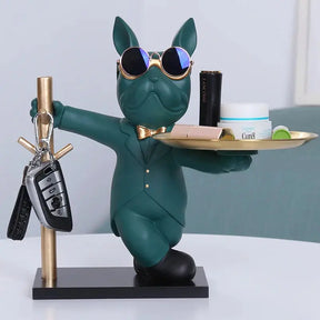 Escultura Decorativa e Porta Objetos com Bandeja Bulldog Chavoso | Henry