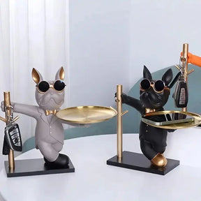 Escultura Decorativa e Porta Objetos com Bandeja Bulldog Chavoso | Henry